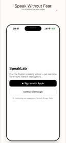 SpeakLab welcome screen